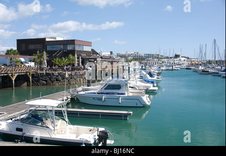 Boote in der Marina in Puerto Rubicon South Coast Lanzarote Stockfoto