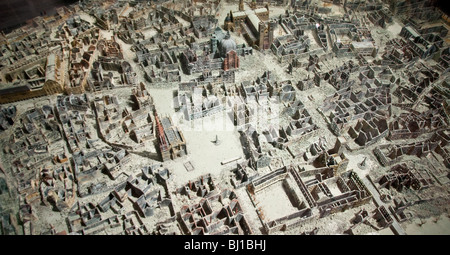 Modell des zweiten Weltkrieges Zerstörung von Würzburg, Modell ist im Rathaus von Würzburg, Bayern, Deutschland Stockfoto