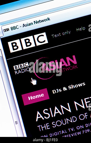 Makro-Screenshot der BBC Asian Network Website. Nur zur redaktionellen Verwendung. Stockfoto