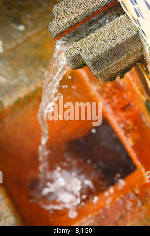 Eisenhaltige Thermalwasser planschen. Furnas, Insel Sao Miguel, Azoren, Portugal. Stockfoto