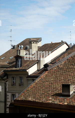 Dächer von Genf, Schweiz Stockfoto