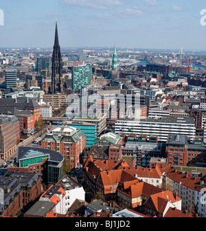 Blick vom Michel, St.-Michaelis-Kirche in der Hansestadt Hamburg, Deutschland, Europa Stockfoto