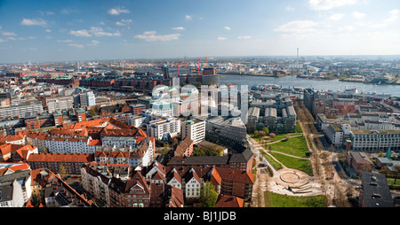 Blick vom Michel, St.-Michaelis-Kirche in der Hansestadt Hamburg, Deutschland, Europa Stockfoto