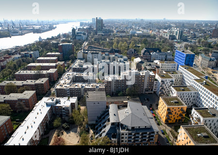 Blick vom Michel, St.-Michaelis-Kirche in der Hansestadt Hamburg, Deutschland, Europa Stockfoto