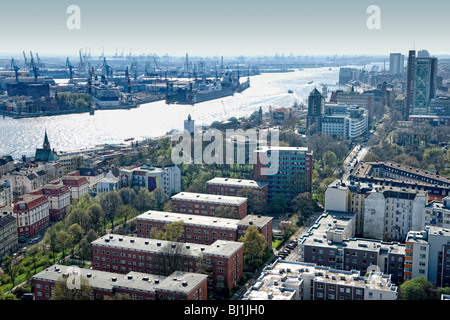 Blick vom Michel, St.-Michaelis-Kirche in der Hansestadt Hamburg, Deutschland, Europa Stockfoto