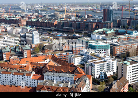 Blick vom Michel, St.-Michaelis-Kirche in der Hansestadt Hamburg, Deutschland, Europa Stockfoto