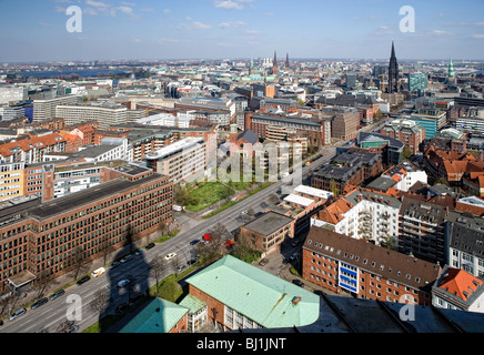 Blick vom Michel, St.-Michaelis-Kirche in der Hansestadt Hamburg, Deutschland, Europa Stockfoto