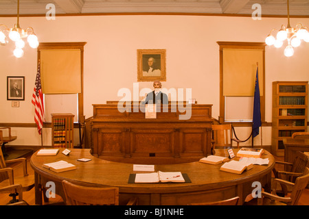 Der Gerichtssaal in Genoa Courthouse Museum (erste permanente Siedlung in Nevada), Genua City, Nevada, USA Stockfoto