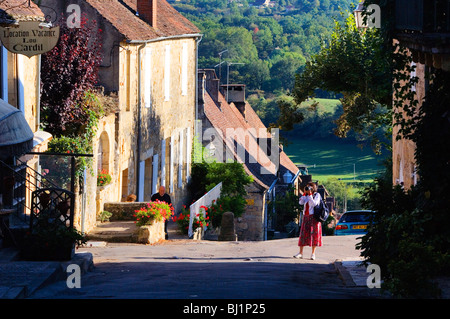 Domme mittelalterlichen Hügel Stadt, Dordogne, Südwest-Frankreich, Europa Stockfoto