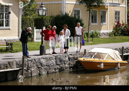 Dreharbeiten, Enten, Trosa River, Trosa, Södermanland, Schweden Stockfoto