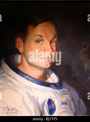 Porträt der Welt berühmte amerikanische Astronaut Neil Armstrong. Nur zu redaktionellen Zwecken verkauft werden. Von J. Capella unterzeichnet und Stockfoto