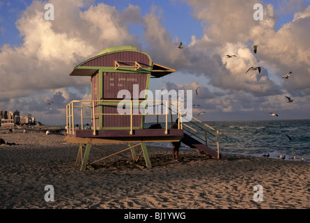 Rettungsschwimmer-Hütte in South beach Miami Florida Stockfoto