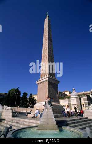 Italien, Rom, Piazza del Popolo, Obelisco Flaminio, ägyptischer Obelisk Stockfoto