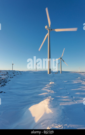 Grün kan Windfarm in die Ochil Hills, Perth und Kinross, Schottland, Großbritannien. Stockfoto