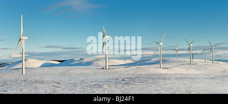 Grün kan Windfarm in die Ochil Hills, Perth und Kinross, Schottland, Großbritannien. Stockfoto