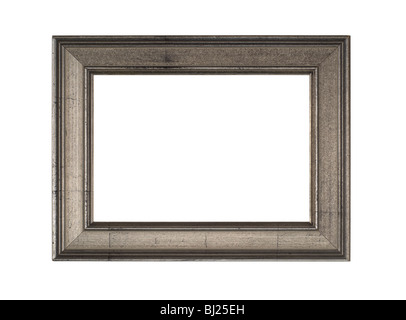 Bilderrahmen in getragen Silber antik-Finish, isoliert auf weiss. Stockfoto