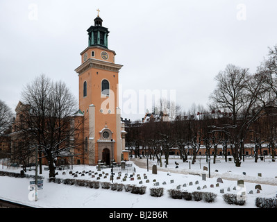 Dezembers Maria Magdalena-Kirche in Stockholm Stockfoto