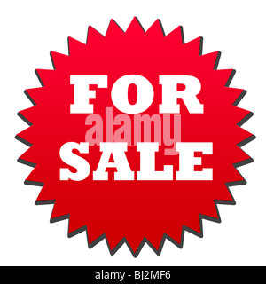 Rot für Verkauf Rosette isoliert auf weißem Hintergrund. Stockfoto