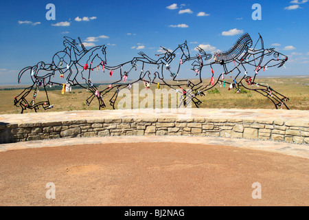 Indische Denkmal am Little Bighorn Battlefield National Monument in Wyoming. Stockfoto