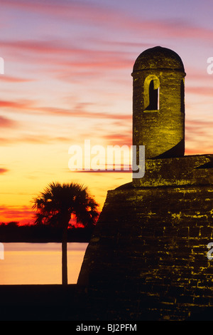 Sonnenaufgang am Castillo de San Marcos Nationaldenkmal St Augustine Florida Vereinigte Staaten Stockfoto