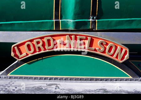 Typenschild "Lord Nelson" auf einem Nelson-Klasse zu trainieren. Stockfoto