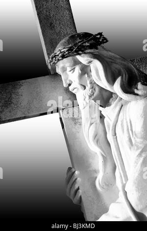 Jesus-Statue in einem Friedhof, Chiclana, Andalusien, Spanien, Europa Stockfoto