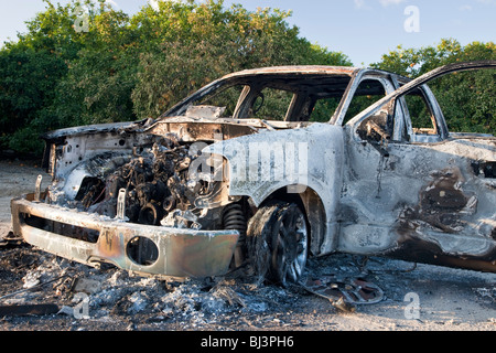 Abgebranntes 'compact' gestohlene Abholung. Stockfoto