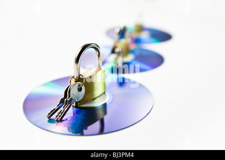 CD, DVD, Daten, gesperrt, verschlüsselt, versiegelt, gesichert Stockfoto