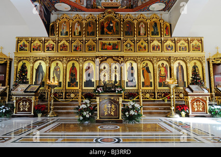 Ikonen, Russisch-orthodoxe Kirche, Altea, Costa Blanca, Alicante Provinz, Spanien, Europa Stockfoto