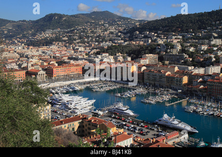 Hafen, gesehen vom Schlossberg, Nizza, Alpes Maritimes, Région Provence-Alpes-Côte d ' Azur, Südfrankreich, Frankreich, Europa Stockfoto