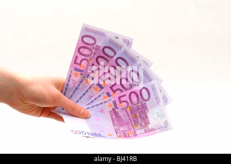 Hand halten Banknoten Stockfoto