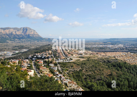 Mirador, Aussichtspunkt, Übersicht, Stadt, Landschaft, Gata de Gorgos, Javea, Costa Blanca, Provinz Alicante, Spanien, Europa Stockfoto