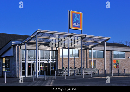 ALDI Supermarkt. Der alte Showground, Kendal, Cumbria, England, Vereinigtes Königreich, Europa. Stockfoto