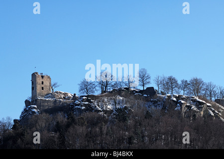 Blick auf die Burgruine Neideck Burg Ruinen, 12. Jahrhundert, Streitberg, Wiesenttal, Upper Franconia, Bayern, Deutschland, Europa Stockfoto