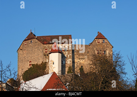 Burg Hiltpoltsteincastle, 11. Jahrhundert, im Winter, Hiltpoltstein, Upper Franconia, Bayern, Deutschland, Europa Stockfoto