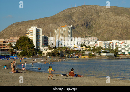 Spanien, Kanarische Inseln, Teneriffa Los Cristianos, Strand, hotels Stockfoto