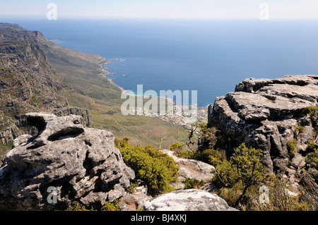 Blick vom Tafelberg, Kap der guten Hoffnung und auf Camps Bay, Kapstadt, Western Cape, Südafrika, Afrika Stockfoto