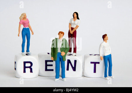 Schüler / Jugendliche wohnen / mieten / Universität Kosten / Pacht-Konzept Stockfoto