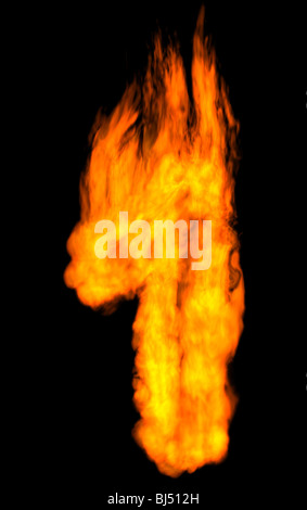 1 isoliert auf schwarz brennen Stockfoto