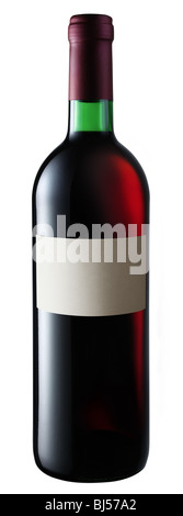 Flasche Rotwein isoliert auf einem weißen Stockfoto