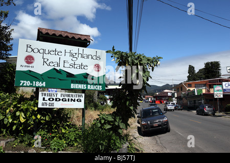 Boquete Highlands Real Estate Agenturgeschäft unterzeichnen in Boquete, Provinz Chiriqui, Panama Stockfoto