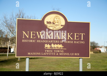 Newmarket Stadt Zeichen, Newmarket, Suffolk, UK Stockfoto