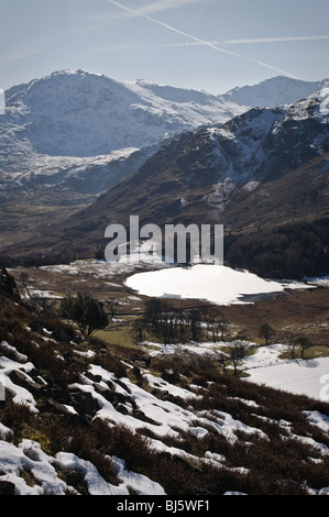 Blea Tarn, Fuß Ansichten über Rundschreiben vom Elterwater, in der Nähe von Ambleside, Lingmoor Fell und zurück. Stockfoto