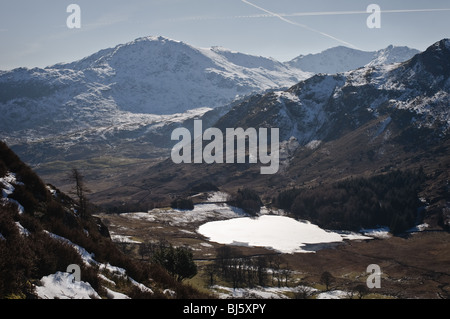 Blea Tarn, Fuß Ansichten über Rundschreiben vom Elterwater, in der Nähe von Ambleside, Lingmoor Fell und zurück. Stockfoto