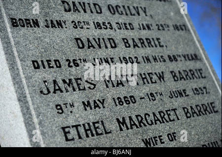 J.m. Barrie Grabstein, Kirriemuir Stockfoto