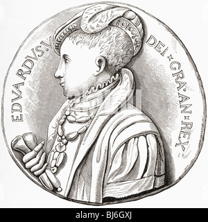 Krönung Medaille von Edward VI. Eduard VI., 1537-1553. König von England und Irland. Stockfoto