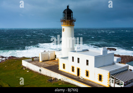 Schottland, Schottisches Hochland (Rua) Rubha Reidh Lighthouse. Rua Reidh Lighthouse, entlang der Küste in der Nähe von Gairloch. Stockfoto