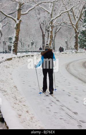 Langlaufen im Central Park in New York City Stockfoto