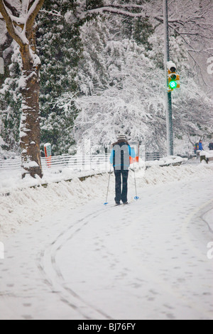 Langlaufen im Central Park in New York City Stockfoto