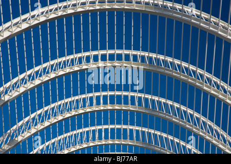 Valencia, Comunidad Valenciana, Spanien. Dachkonstruktion des das Umbracle, Ciudad de Las Artes y Las Ciencias. Stockfoto